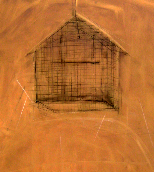 Cage on Top, oil, pencil on Mylar